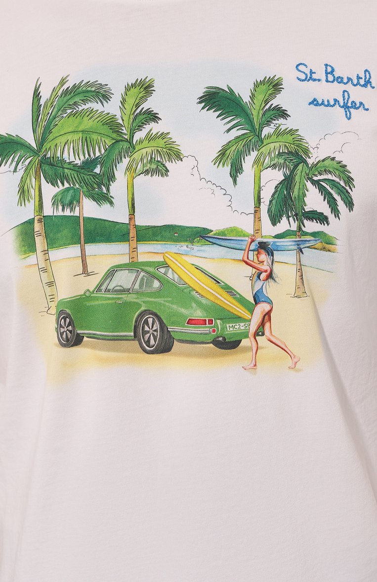 Мужская хлопковая футболка MC2 SAINT BARTH белого цвета, арт. STBM TSHIRT MAN/TSHM001/02203B | Фото 5 (Длина (для топов): Стандартные; Материал внешний: Хлопок; Рукава: Короткие; Принт: С принтом; Стили: Кэжуэл; Кросс-КТ: Пляж, Джер�си; Мужское Кросс-КТ: Футболка-одежда; Автоматизация состава: Проставлено; Автоматизация ТО: Проставлено; Детали: Декор)
