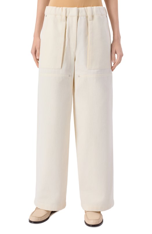 Брюки из хлопка и шерсти Brunello Cucinelli MB142P9161 Кремовый  MB142P9161 Фото 3