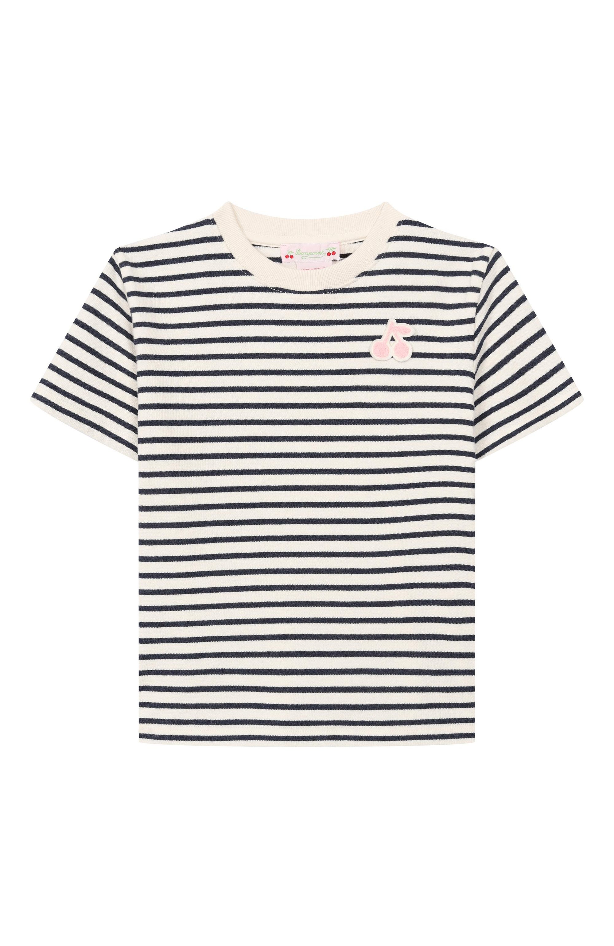 Хлопковая футболка BONPOINT синего цвета по цене 15100 руб., арт. S06GTSK00005/10A-12A, фото 1 Хлопковая футболка BONPOINT, арт. S06GTSK00005/10A-12A, фото 1