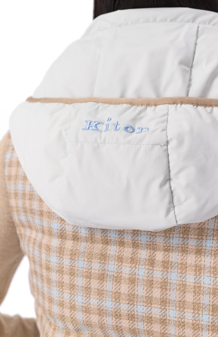 Женский двусторонний жилет KITON бежевого цвета, арт. D53628K0610E70 | Фото 5 (Материал внешний: Кашемир, Шерсть; Материал подклада: Синтетический материал; Материал сплава: Проставлено; Стили: Кэжуэл; Кросс-КТ: Пуховик)