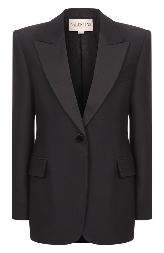 Жакет из шерсти и шелка Valentino 7B0CE4V0/1CF Чёрный 7B0CE4V0/1CF