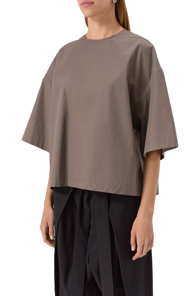Женский хлопковый топ RICK OWENS серого цвета, арт. RP01E7230/P | Фото 3 (Рукава: 3/4; Длина (для топов): Стандартные; Стили: Минимализм; Материал внешний: Синтетический материал, Вискоза; Автоматизация состава: Проставлено; Автоматизация ТО: Проставлено)