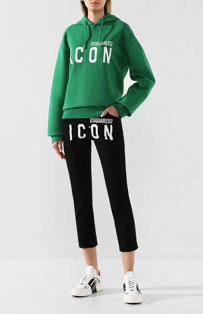 Хлопковое худи DSQUARED2 зеленого цвета по цене 26150 руб., арт. S80GU0002/S25042, фото 2 Хлопковое худи DSQUARED2, арт. S80GU0002/S25042, фото 2