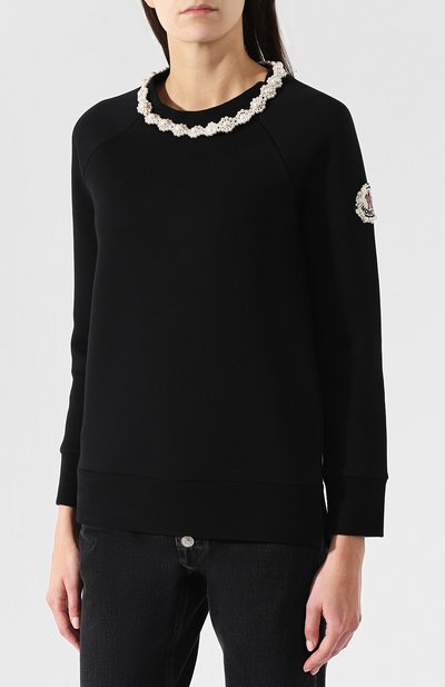 Хлопковый пуловер с декоративной отделкой MONCLER, арт. D2-09W-80512-01-809CC, фото 3
