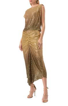Женский топ с отделкой пайетками IN THE MOOD FOR LOVE золотого цвета, арт. RS2501500013 | Фото 2 (Материал сплава: Проставлено; Драгоценные камни: Проставлено; Длина (для топов): Стандартные; Стили: Гламурный; Кросс-КТ: костюм; Рукава: Без рукавов; Материал внешний: Синтетический материал)