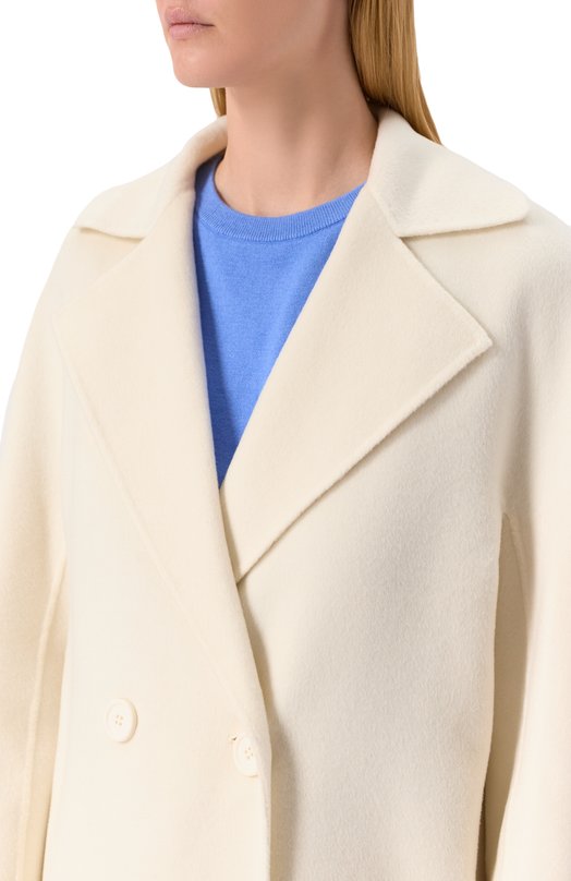 Пальто из шерсти и кашемира Max Mara Studio LICENZA Кремовый  LICENZA Фото 5