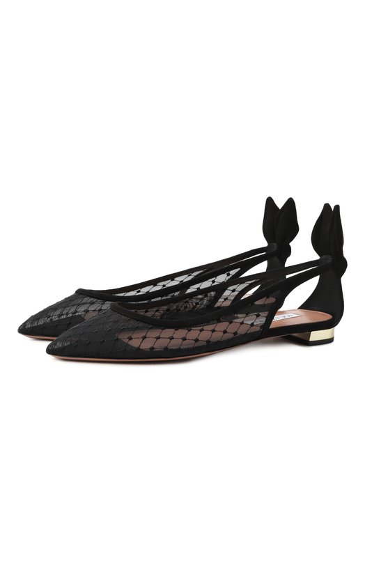 Балетки Bow Tie Aquazzura DNNFLAA0/FMS Чёрный DNNFLAA0/FMS