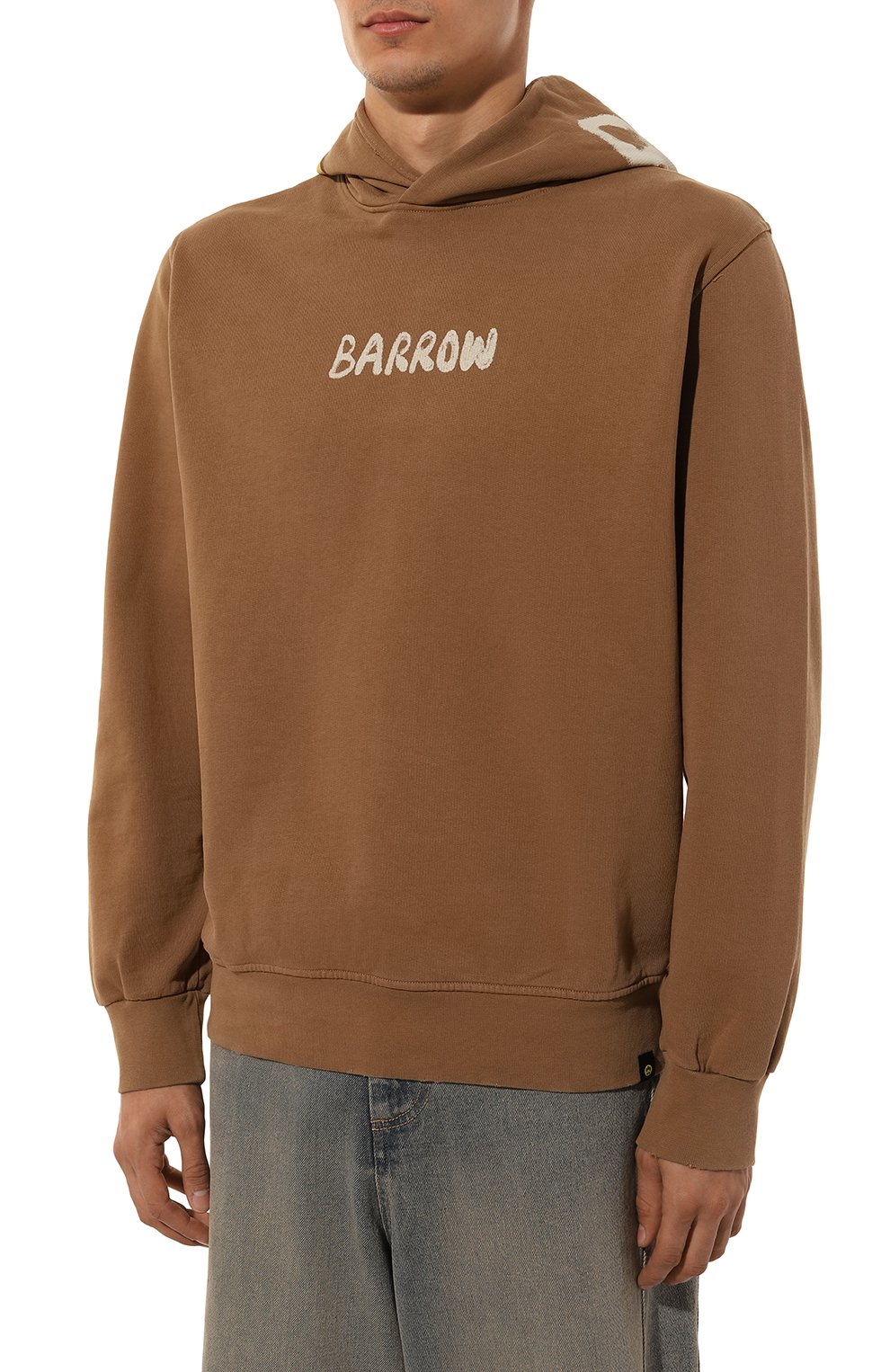 Хлопковое худи BARROW коричневого цвета по цене 20800 руб., арт. F4BWMAHS042, фото 3 Хлопковое худи BARROW, арт. F4BWMAHS042, фото 3