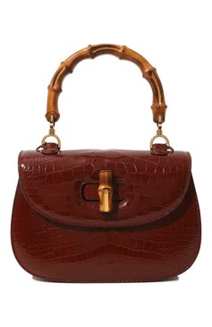 Женская сумка gucci bamboo 1947 small из кожи аллигатора GUCCI коричневого цвета, арт. 517337 EV40G | Фото 1 (Материал: Экзотическая кожа, Натуральная кожа; Сумки-технические: Сумки top-handle; Региональные ограничения белый список (Axapta Mercury): Не проставлено; Материал сплава: Проставлено; Ремень/цепочка: На ремешке; Драгоценные камни: Проставлено; Размер: small)