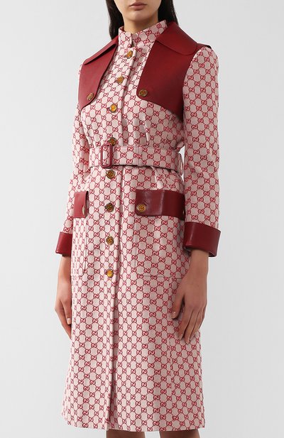 Хлопковое пальто с поясом и воротником-стойкой GUCCI, арт. 516421/ZLZ43, фото 3