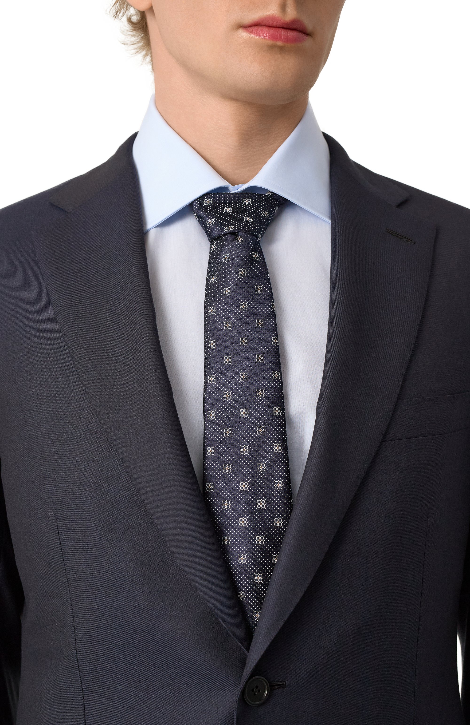 Шелковый галстук CANALI темно-синего цвета по цене 18500 руб., арт. 18/HJ04201, фото 2 Шелковый галстук CANALI, арт. 18/HJ04201, фото 2