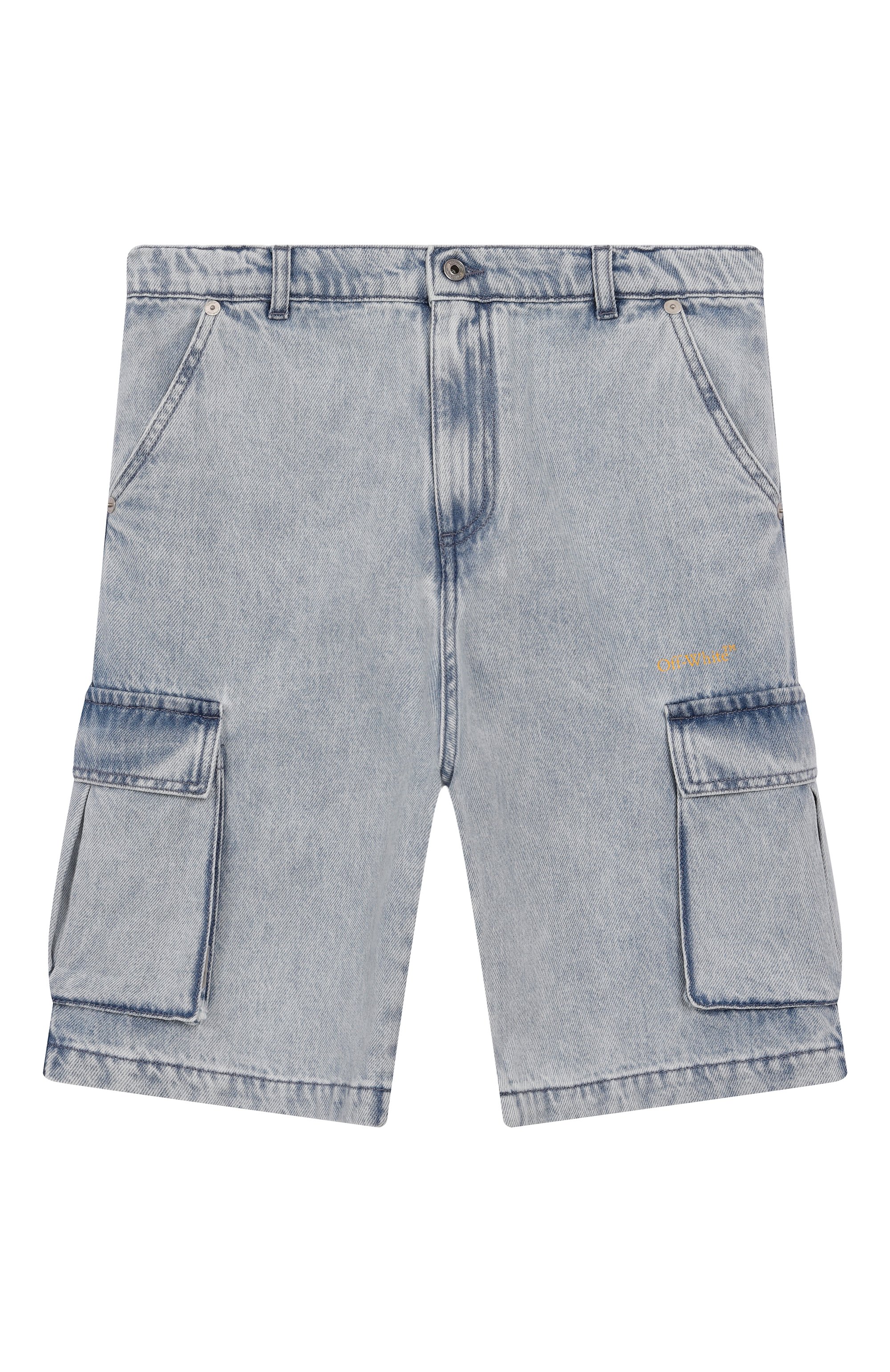 Джинсовые шорты-карго OFF-WHITE голубого цвета по цене 29050 руб., арт. 0BYC002S25DEN002/12+, фото 1 Джинсовые шорты-карго OFF-WHITE, арт. 0BYC002S25DEN002/12+, фото 1