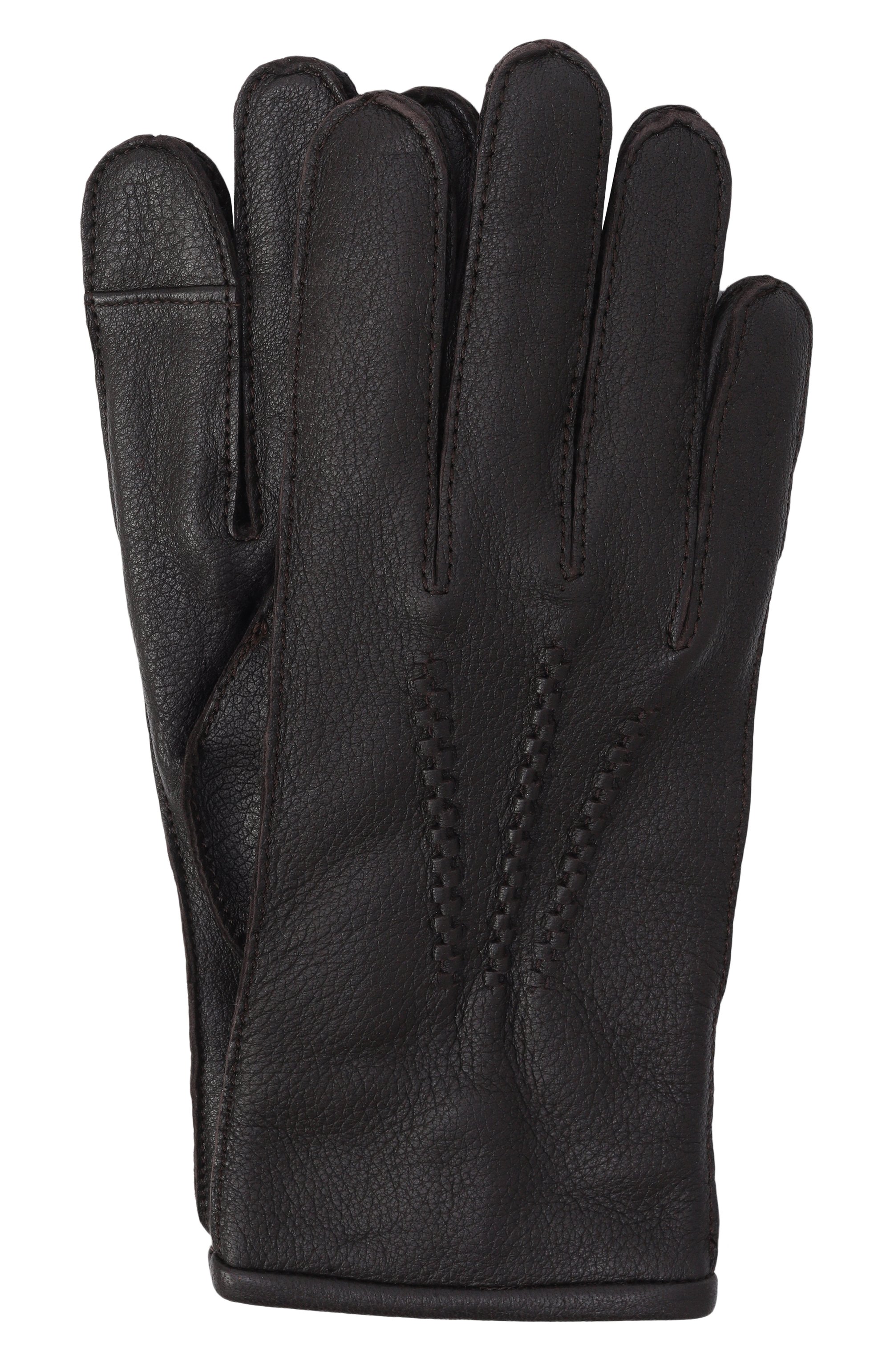 Кожаные перчатки BOSS темно-коричневого цвета по цене 19950 руб., арт. 50496769, фото 1 Кожаные перчатки BOSS, арт. 50496769, фото 1