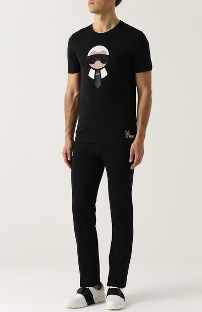 Хлопковая футболка с аппликацией FENDI, арт. FY0682/09K, фото 2