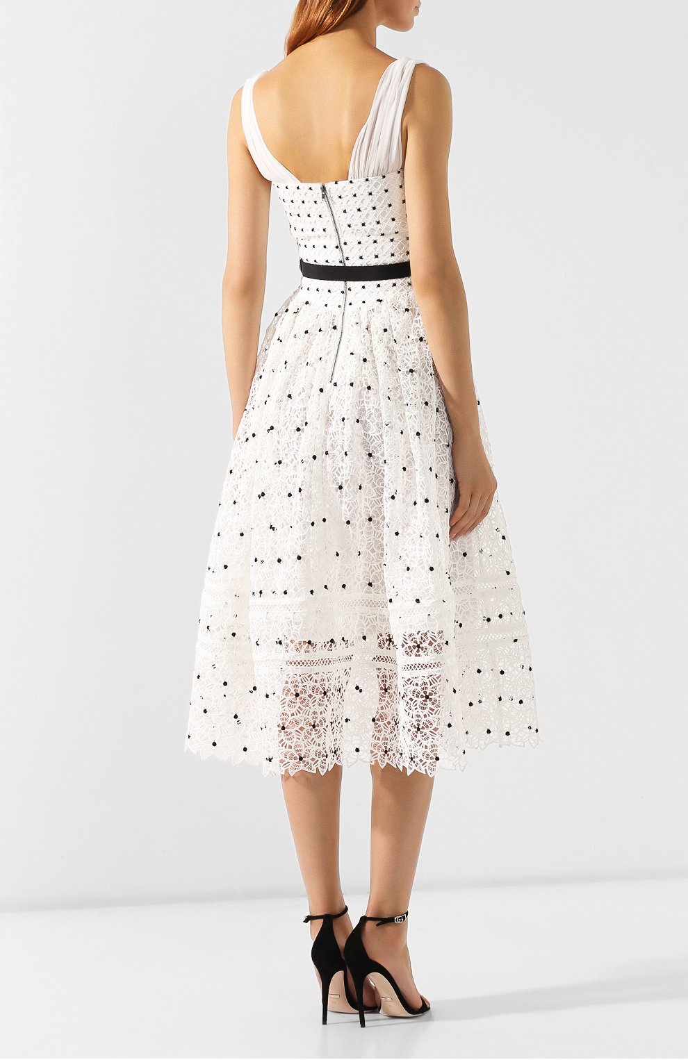 Платье-миди SELF-PORTRAIT белого цвета по цене 39150 руб., арт. SP22-024, фото 4 Платье-миди SELF-PORTRAIT, арт. SP22-024, фото 4