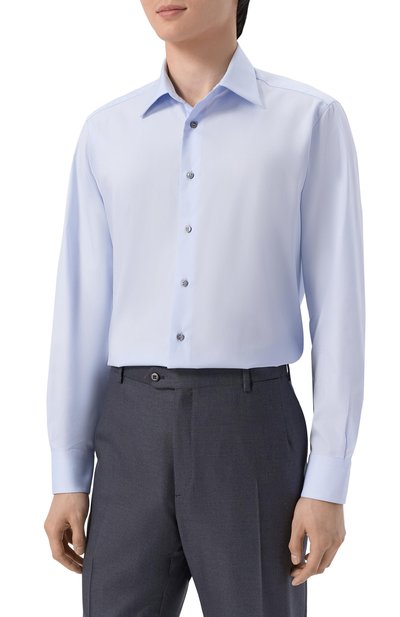 Хлопковая сорочка ZILLI голубого цвета по цене 116000 руб., арт. F0RF01M010059655U_001, фото 3 Хлопковая сорочка ZILLI, арт. F0RF01M010059655U_001, фото 3