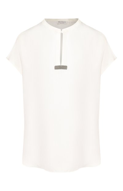Женский однотонный топ из шелка BRUNELLO CUCINELLI, арт. MA986Q2611