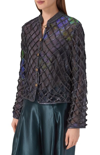 Кожаный жакет GIORGIO ARMANI темно-синего цвета по цене 1930000 руб., арт. GW003374/AF26010, фото 3 Кожаный жакет GIORGIO ARMANI, арт. GW003374/AF26010, фото 3