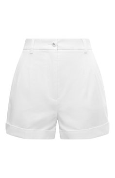 Женские хлопковые шорты DOLCE & GABBANA белого цвета, арт. FTBTQT/GDCDE | Фото 1 (Драгоценные камни: Проставлено; Материал внешний: Хлопок; Материал сплава: Проставлено; Длина Ж (юбки, платья, шорты): Мини; Стили: Кэжуэл; Женское Кросс-КТ: Шорты-одежда)
