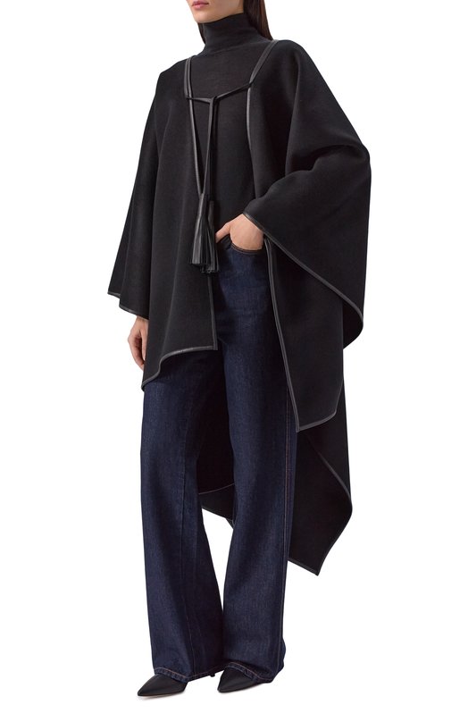 Шерстяное пончо EDOMO C010102FW2526 Чёрный  C010102FW2526 Фото 2