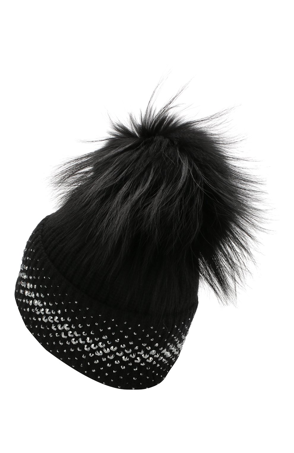 Кашемировая шапка WILLIAM SHARP черного цвета по цене 158500 руб., арт. A12-13/SILVER F0X DYED, фото 2 Кашемировая шапка WILLIAM SHARP, арт. A12-13/SILVER F0X DYED, фото 2