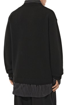 Мужской хлопковый свитер BALENCIAGA черного цвета, арт. 809508/T1712 | Фото 4 (Материал сплава: Проставлено; Рукава: Длинные; Длина (для топов): Удлиненные; Драгоценные камни: Проставлено; Мужское Кросс-КТ: Свитер-одежда; Стили: Кэжуэл; Принт: Без �принта, С принтом; Материал внешний: Хлопок)