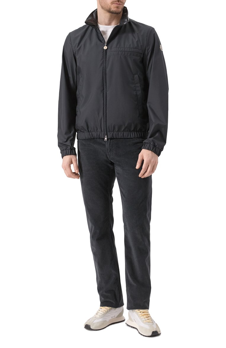Мужская комбинированная куртка amane MONCLER черного цвета, арт. 1A00144/595ZG | Фото 2 (Длина (верхняя одежда): Короткие; Материал внешний: Синтетический материал; Рукава: Длинные; Материал подклада: Синтетический материал; Кросс-КТ: Легкие; Стили: Кэжуэл; Автоматизация ТО: Проставлено; Автоматизация состава: Проставлено)