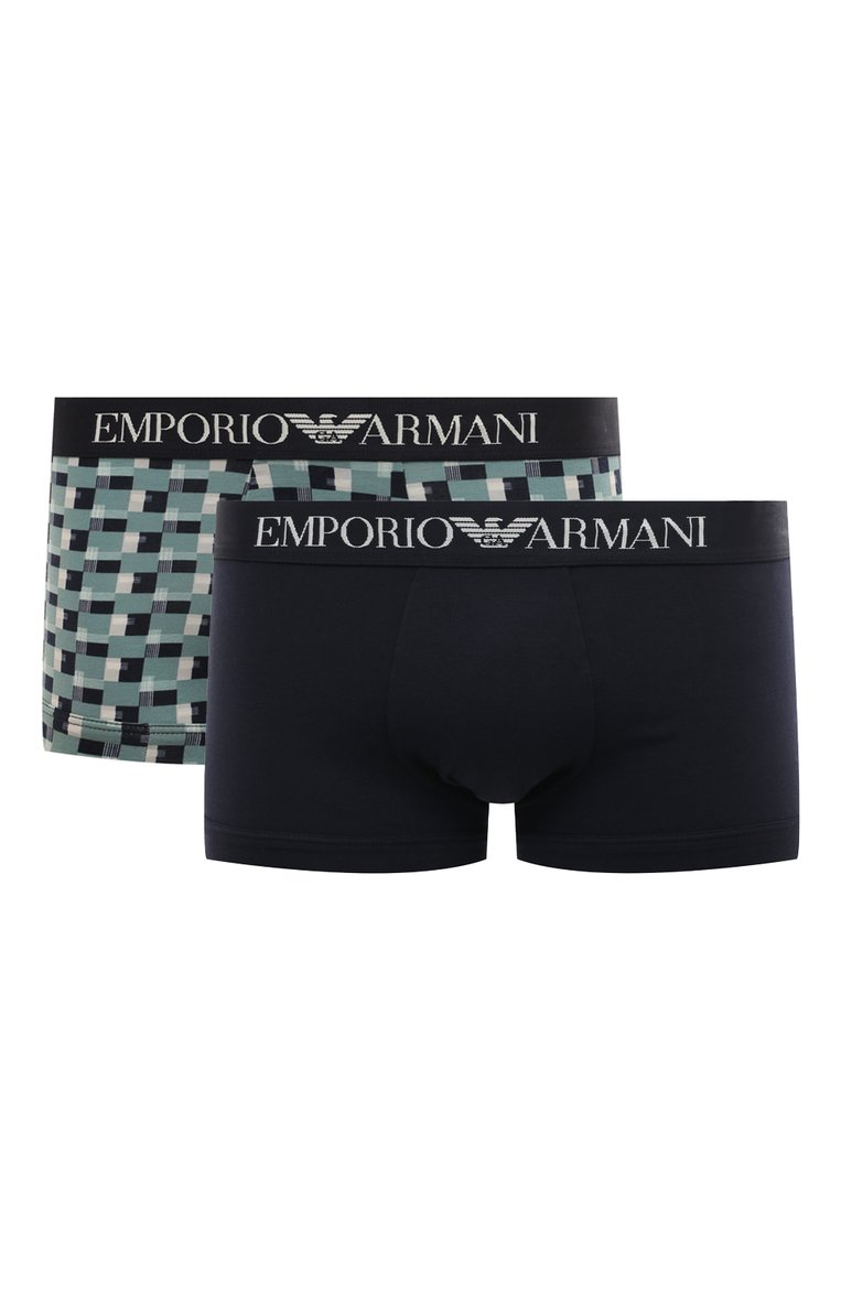 Мужские комплект из двух боксеров EMPORIO ARMANI синего цвета, арт. 111210/3F504 | Фото 1 (Кросс-КТ: бельё; Материал сплава: Проставлено; Нос: Не проставлено; Материал внешний: Хлопок; Мужское Кросс-КТ: Трусы)