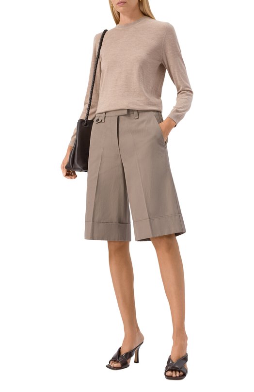 Шорты из хлопка и льна Brunello Cucinelli ML145P8866 Коричневый  ML145P8866 Фото 2