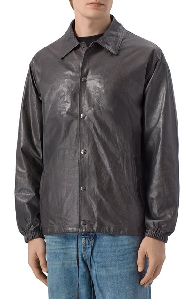 Кожаная куртка-рубашка GIORGIO BRATO темно-серого цвета по цене 172000 руб., арт. GU26S24003WRTM, фото 3 Кожаная куртка-рубашка GIORGIO BRATO, арт. GU26S24003WRTM, фото 3