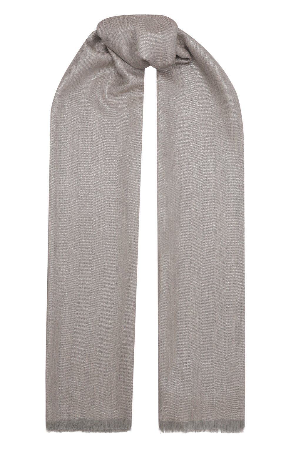 Палантин из шерсти и вискозы BRUNELLO CUCINELLI серого цвета по цене 72750 руб., арт. MSCDVSW08, фото 1 Палантин из шерсти и вискозы BRUNELLO CUCINELLI, арт. MSCDVSW08, фото 1
