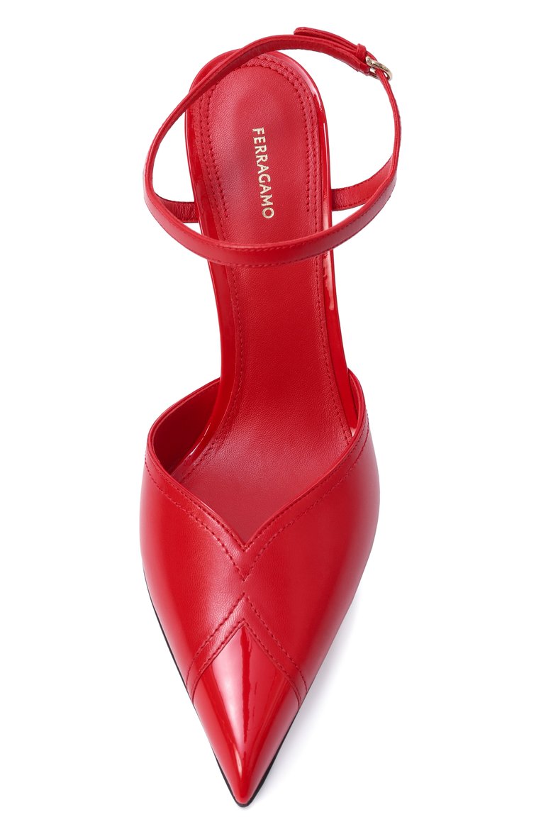 Женские кожаные туфли FERRAGAMO красного цвета, арт. 01J363/779820 | Фото 6 (Материал внутренний: Натуральная кожа; Каблук высота: Высокий; Материал внешний: Натуральная кожа; Подошва: Плоская; Каблук тип: Шпилька; Автоматизация ТО: Проставлено; Автоматизация состава: Проставлено)
