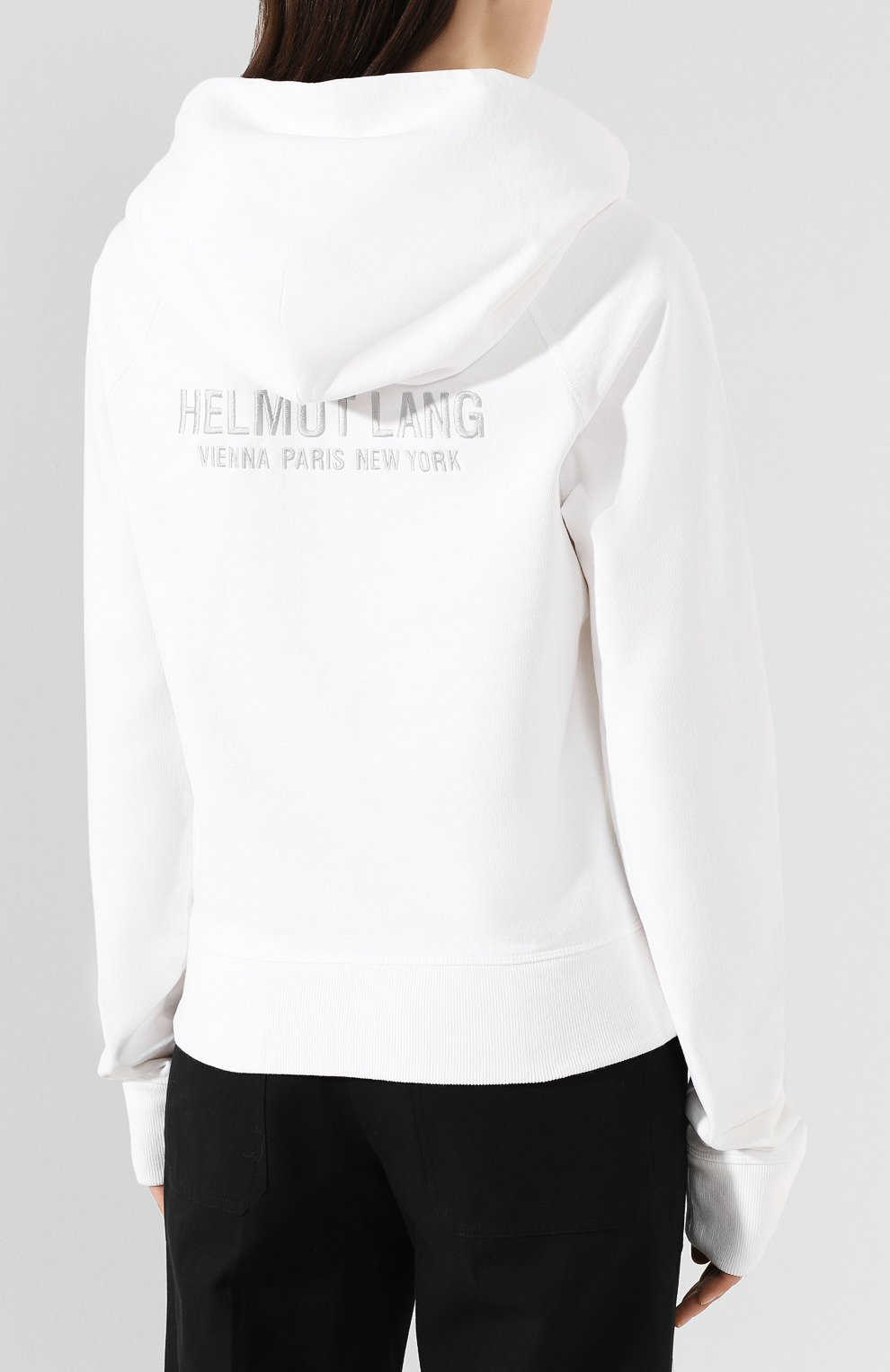 Хлопковое худи HELMUT LANG белого цвета по цене 30800 руб., арт. J09DW507, фото 4 Хлопковое худи HELMUT LANG, арт. J09DW507, фото 4