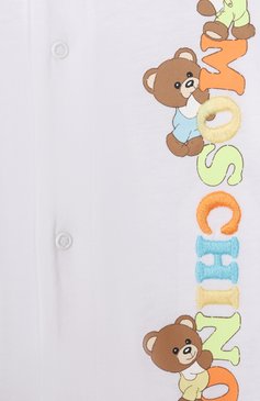 Детский комплект из трех предметов MOSCHINO белого цвета, арт. MUY088/LAA02 | Фото 8 (Материал внешний: Хлопок; Нос: Не проставлено; Ростовка одежда: 0 - 3 мес | 50 - 60 см, 3 мес | 62 см, 9 мес | 74 см, 12 мес | 80 см)