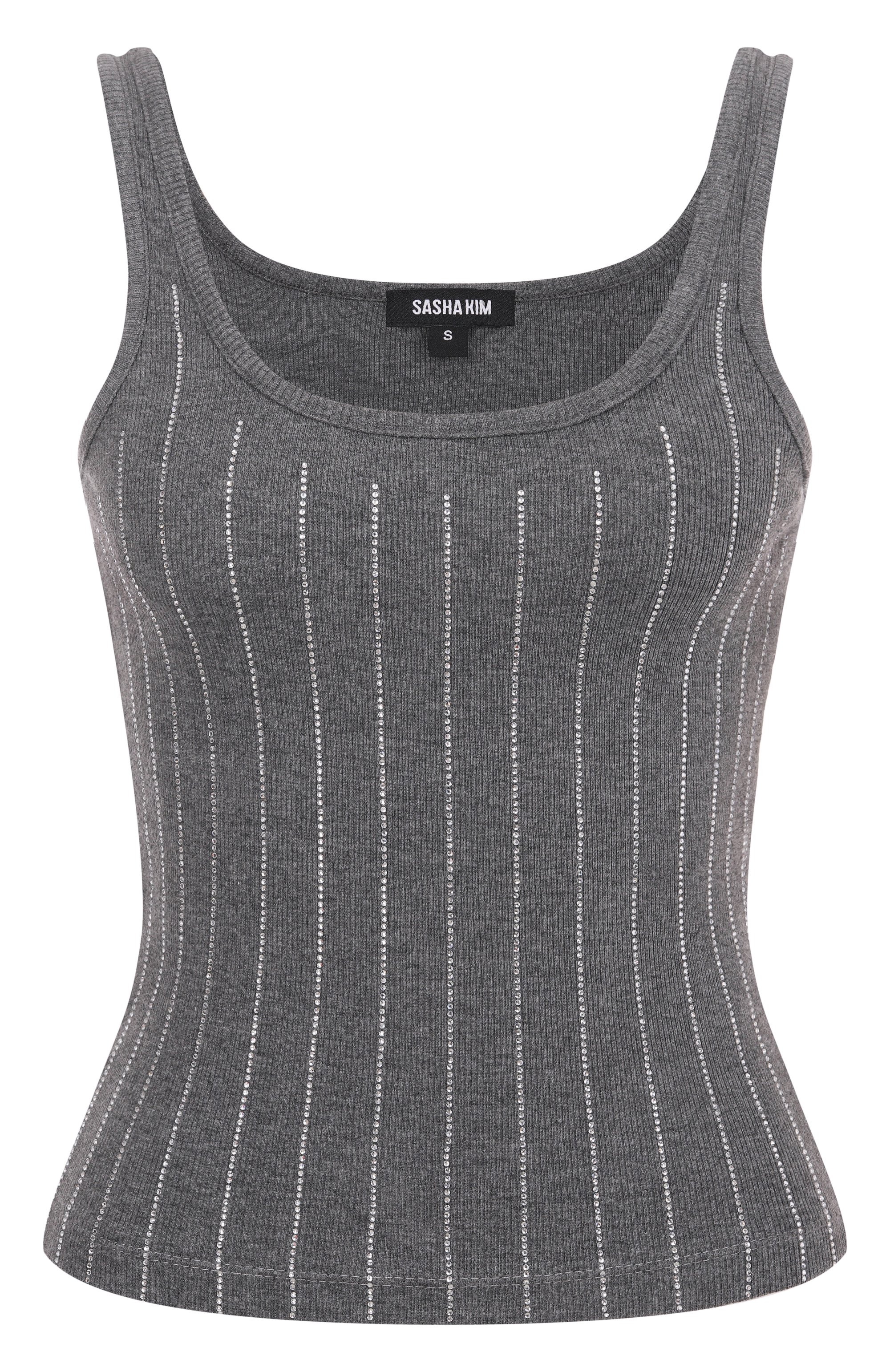Хлопковая майка SASHA KIM серого цвета по цене 29900 руб., арт. SK-00001770, фото 1 Хлопковая майка SASHA KIM, арт. SK-00001770, фото 1