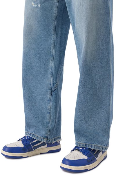 Кожаные кеды skel-top AMIRI синего цвета по цене 64300 руб., арт. AMF0SR1047, фото 3 Кожаные кеды skel-top AMIRI, арт. AMF0SR1047, фото 3