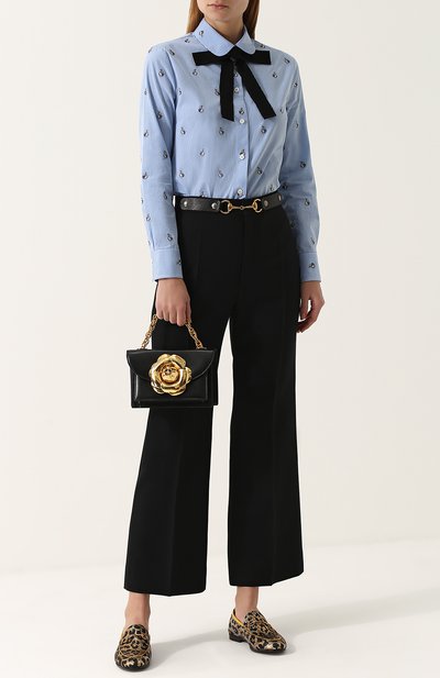 Хлопковая блуза прямого кроя с бантом GUCCI, арт. 476099/Z381C, фото 2