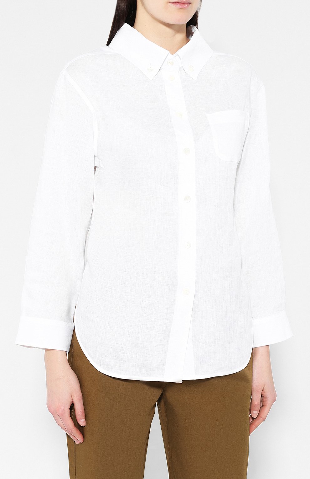 Льняная рубашка EMPORIO ARMANI белого цвета по цене 42250 руб., арт. 2NC10T/2M057, фото 3 Льняная рубашка EMPORIO ARMANI, арт. 2NC10T/2M057, фото 3