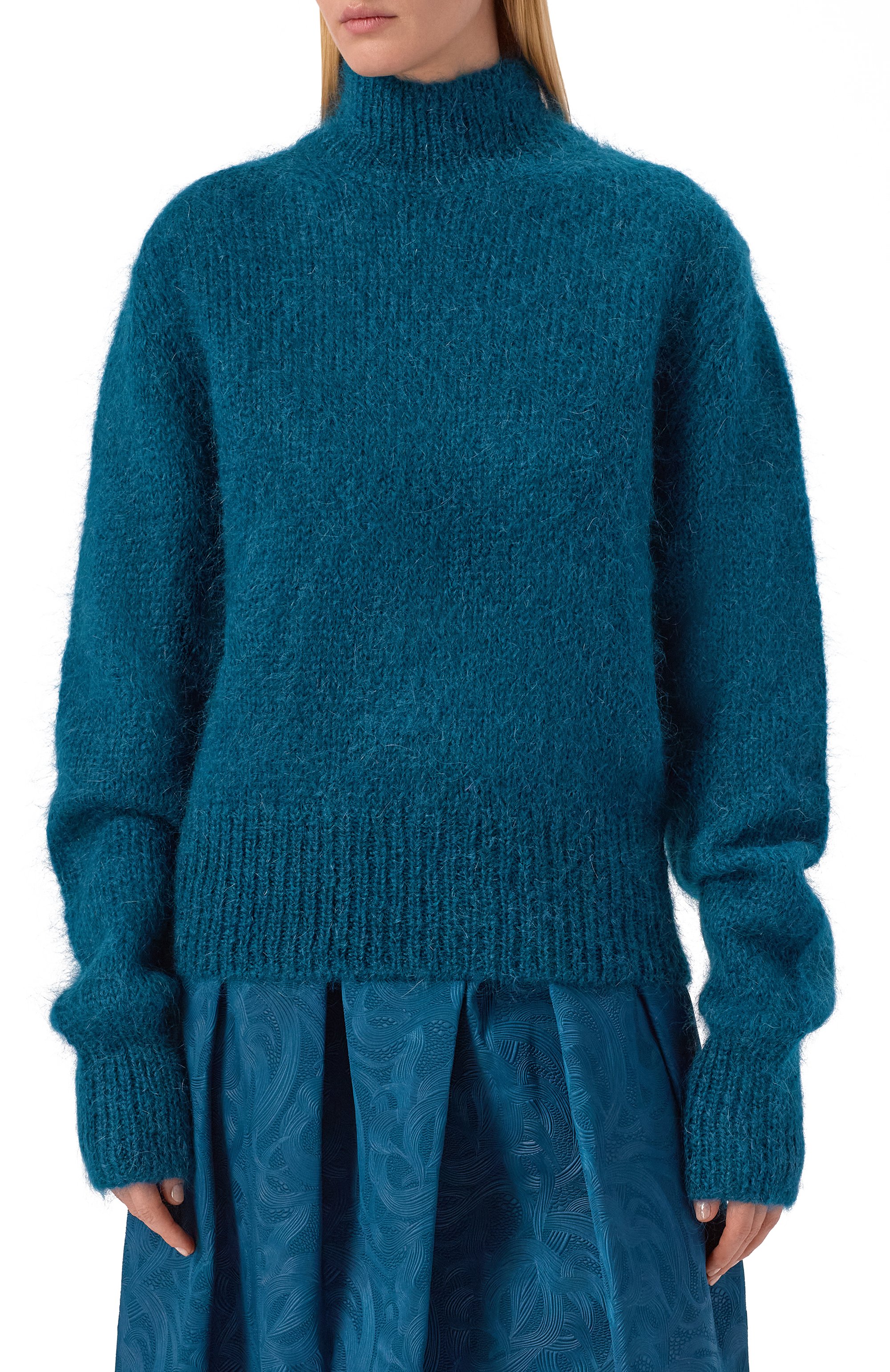 Шерстяной свитер DRIES VAN NOTEN бирюзового цвета по цене 86500 руб., арт. 252-011249-2733, фото 3 Шерстяной свитер DRIES VAN NOTEN, арт. 252-011249-2733, фото 3