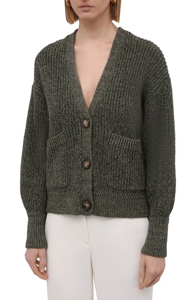 Кардиган из хлопка и льна POLO RALPH LAUREN хаки цвета по цене 31350 руб., арт. 211839010, фото 3 Кардиган из хлопка и льна POLO RALPH LAUREN, арт. 211839010, фото 3