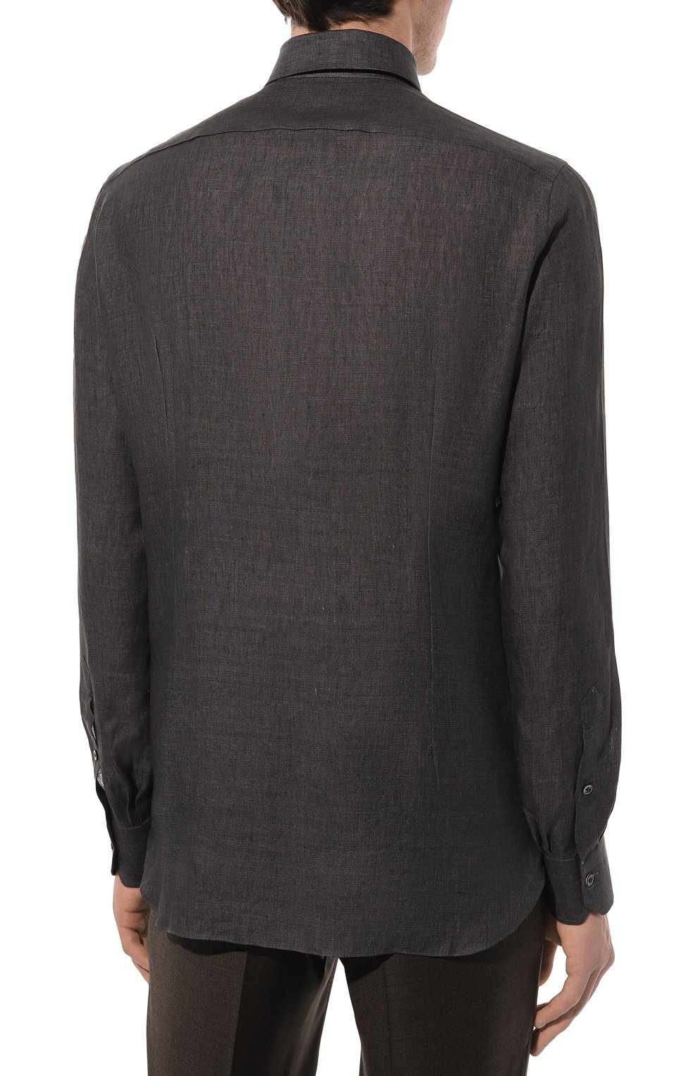 Льняная рубашка GIAMPAOLO темно-серого цвета по цене 36500 руб., арт. 608/TS40302, фото 4 Льняная рубашка GIAMPAOLO, арт. 608/TS40302, фото 4