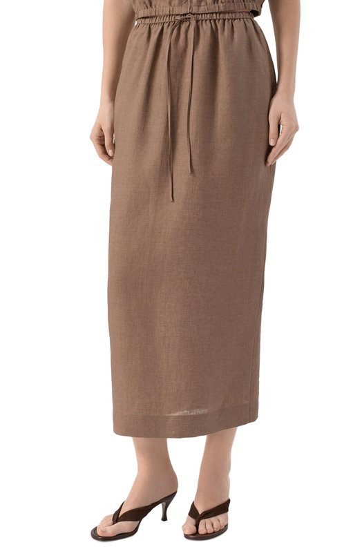 Льняная юбка 12 STOREEZ 137456 Коричневый  137456 Фото 3