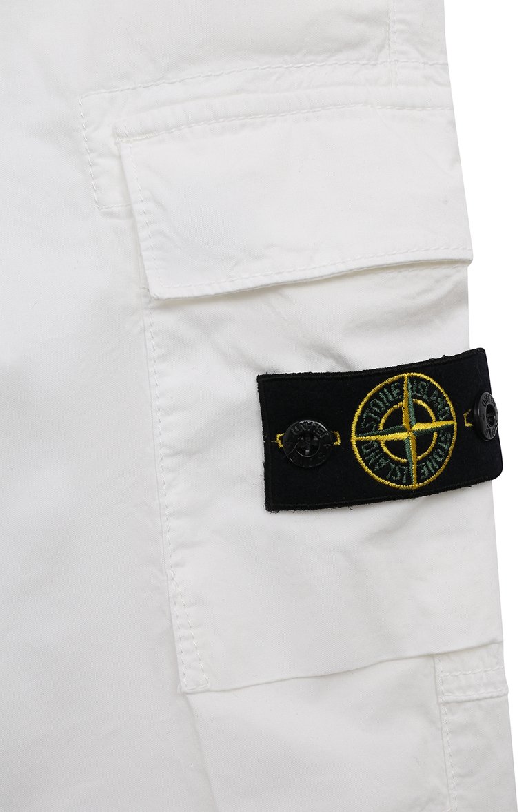 Детские хлопковые брюки-карго STONE ISLAND белого цвета, арт. 801630410/10-12 | Фото 3 (Материал внешний: Хлопок; Нос: Не проставлено; Случай: Повседневный; Автоматизация состава: Проставлено; Ростовка одежда: 10 - 11 лет | 140 - 146см, 13 - 15 лет | 158 см)
