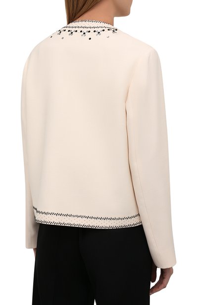 Жакет из шерсти и шелка VALENTINO кремового цвета по цене 545500 руб., арт. WB3CE2781CF, фото 4 Жакет из шерсти и шелка VALENTINO, арт. WB3CE2781CF, фото 4