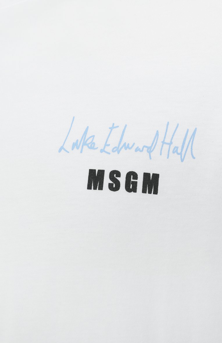 Мужская хлопковый лонгслив MSGM белого цвета, арт. 3840MM143/257002 | Фото 6 (Длина (для топов): Стандартные; Материал внешний: Хлопок; Рукава: Длинные; Принт: С принтом; Стили: Кэжуэл; Кросс-КТ: Джерси; Мужское Кросс-КТ: Футболка-одежда)