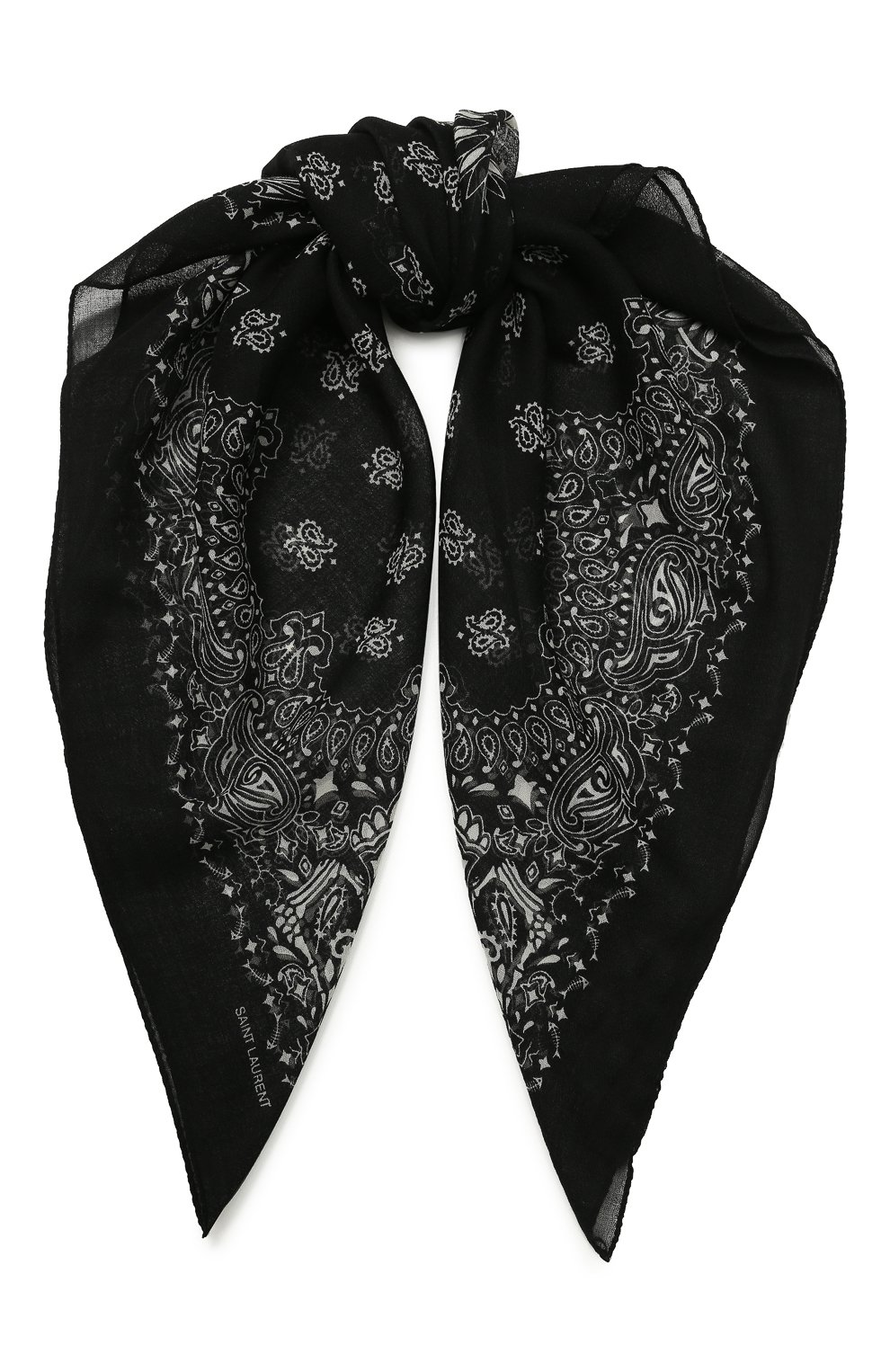 Шерстяной платок SAINT LAURENT черно-белого цвета по цене 44950 руб., арт. 555774/4Y200, фото 1 Шерстяной платок SAINT LAURENT, арт. 555774/4Y200, фото 1