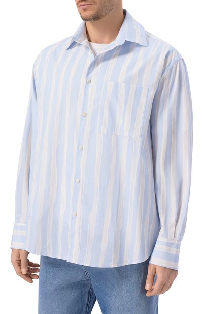 Хлопковая рубашка JACQUEMUS голубого цвета по цене 61400 руб., арт. 26ESHM00605/AW00691, фото 3 Хлопковая рубашка JACQUEMUS, арт. 26ESHM00605/AW00691, фото 3