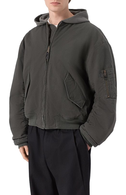 Хлопковый бомбер Balenciaga 857699/TTP10 Серый  857699/TTP10 Фото 3