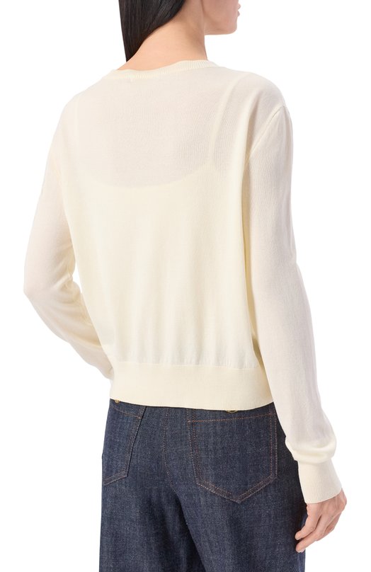 Кардиган из хлопка и вискозы Elie Saab TW010NR26/CK014 Кремовый  TW010NR26/CK014 Фото 4