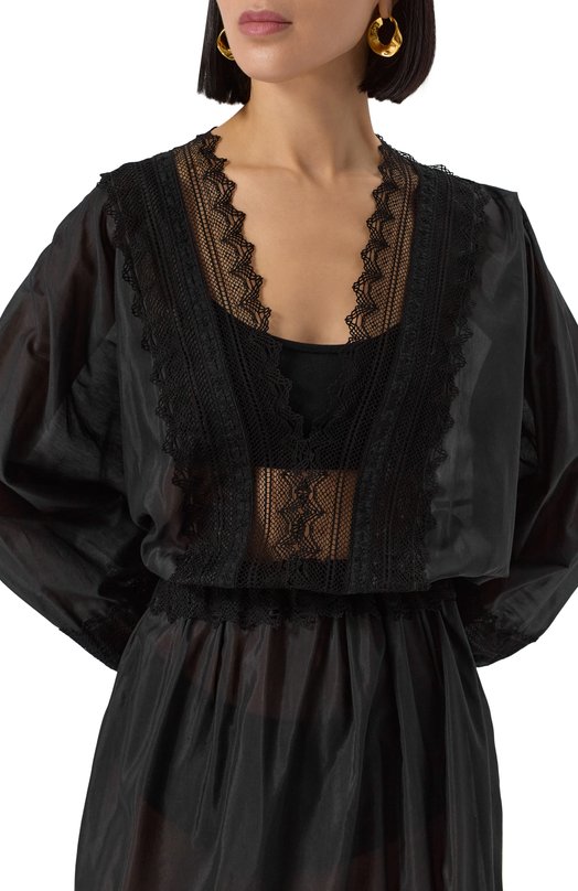 Платье из хлопка и шелка Ermanno Scervino D464Q621RUQ Чёрный  D464Q621RUQ Фото 5